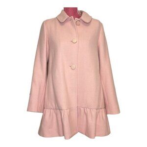 Kate Spade♤ | pink ruffle hem wool coat size S/P